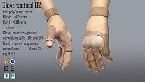 3D hand glove tactical 02 model