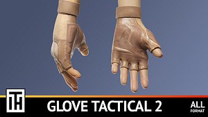 3D hand glove tactical 02 model