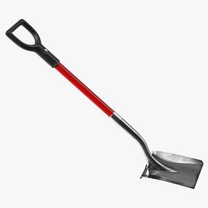 3D Square Point Shovel with Red Shaft model