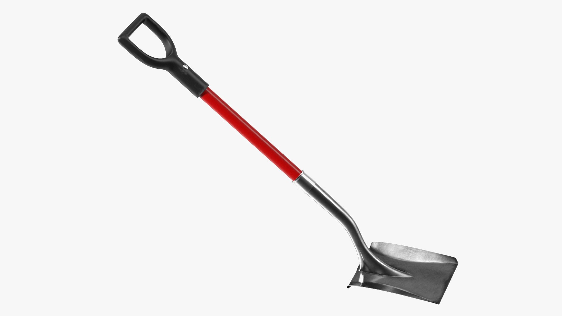 Square Point Shovel with Red Shaft 3D model preview