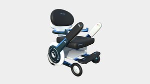 3D Tech Wheelchair B08 Black Blue - Disability Character Design model