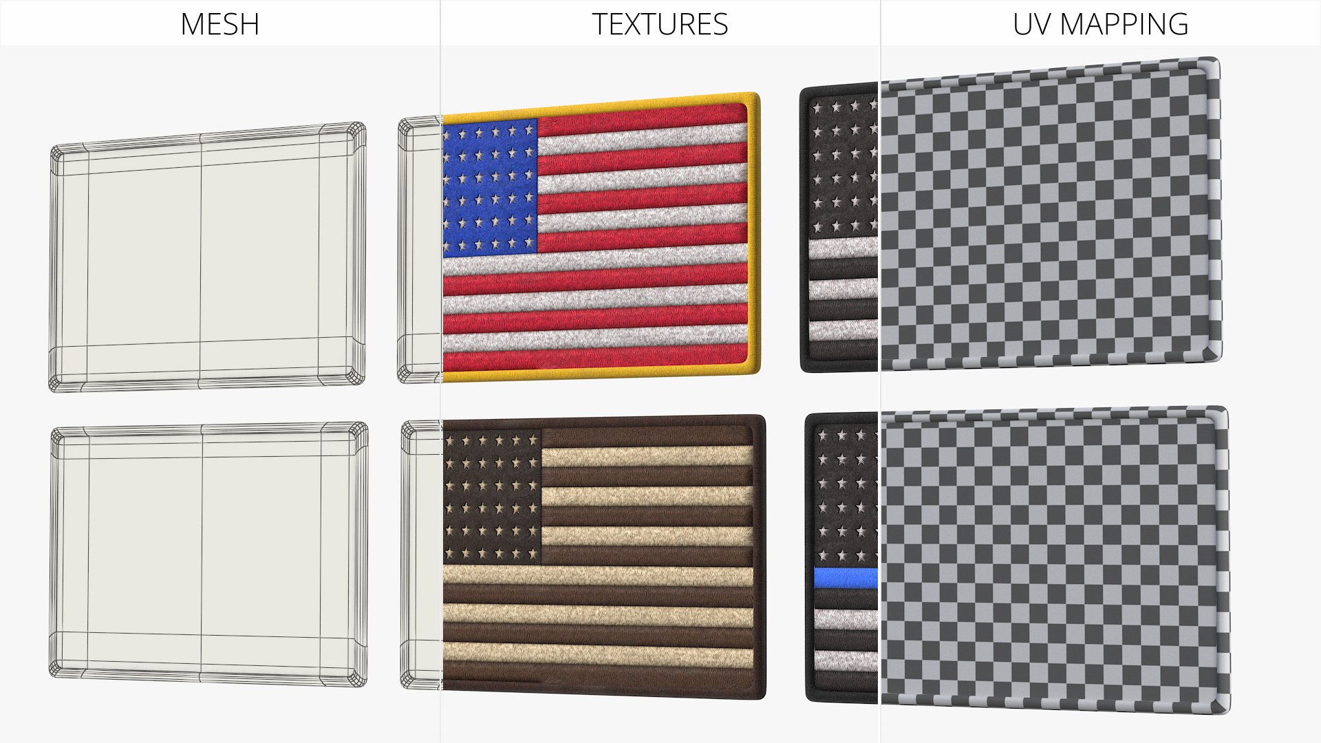 USA Flag Patch Set 3D model https://p.turbosquid.com/ts-thumb/ox/Bjsr9w/jq/usa_flag_patch_set_010/jpg/1788822409/1920x1080/fit_q87/f876c6d6b78188ae90b9c61215fed398264256f6/usa_flag_patch_set_010.jpg