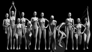 Animated Female Mesh - 12 sport poses v4
