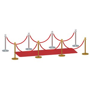 Red carpet Gold And Silver Stanchion 3D model