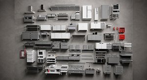 50 Stainless Steel Commercial Kitchen Equipment Pack - Corona Renderer model