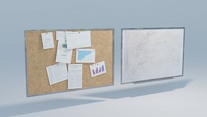 White board and Tack board Low-poly