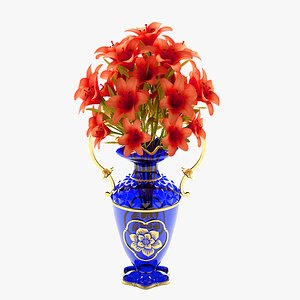 3d model of vase flowers lilies
