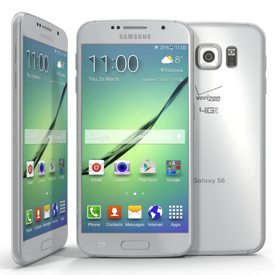 Samsung Galaxy S6 White 3D Model 3D model preview