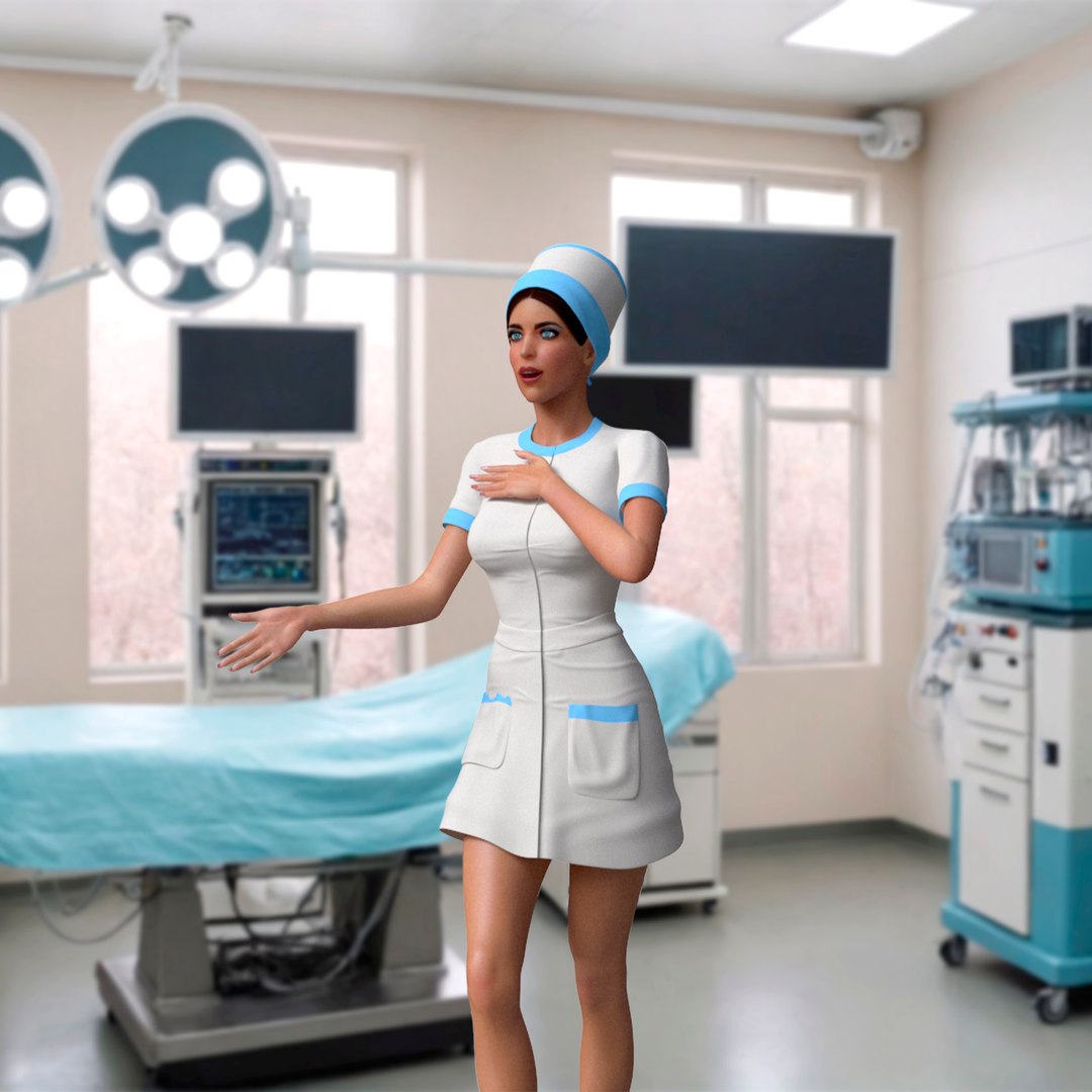 Nurse Character Rigged 3D model preview