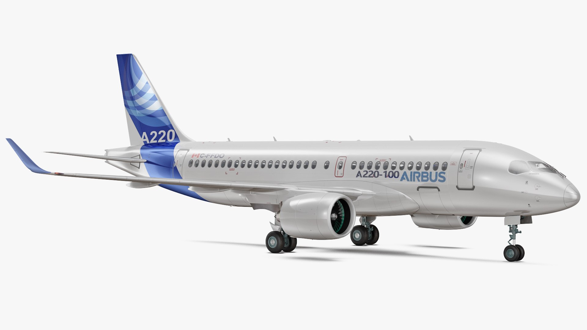 Airbus A220 100 Detailed Interior 3D model preview