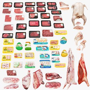 Meat Fresh and Package Collection 3D