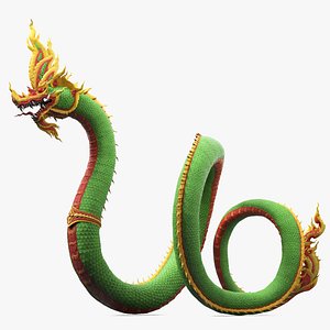 Asian Naga Serpent Green Statue