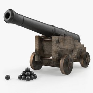 old ship cannon balls 3D