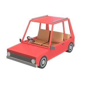 3D Low poly car stylized cartoony model