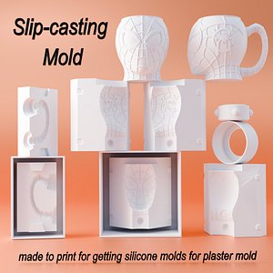 spiderman mug slipcasting mold set for silicone and plaster mold 3D model