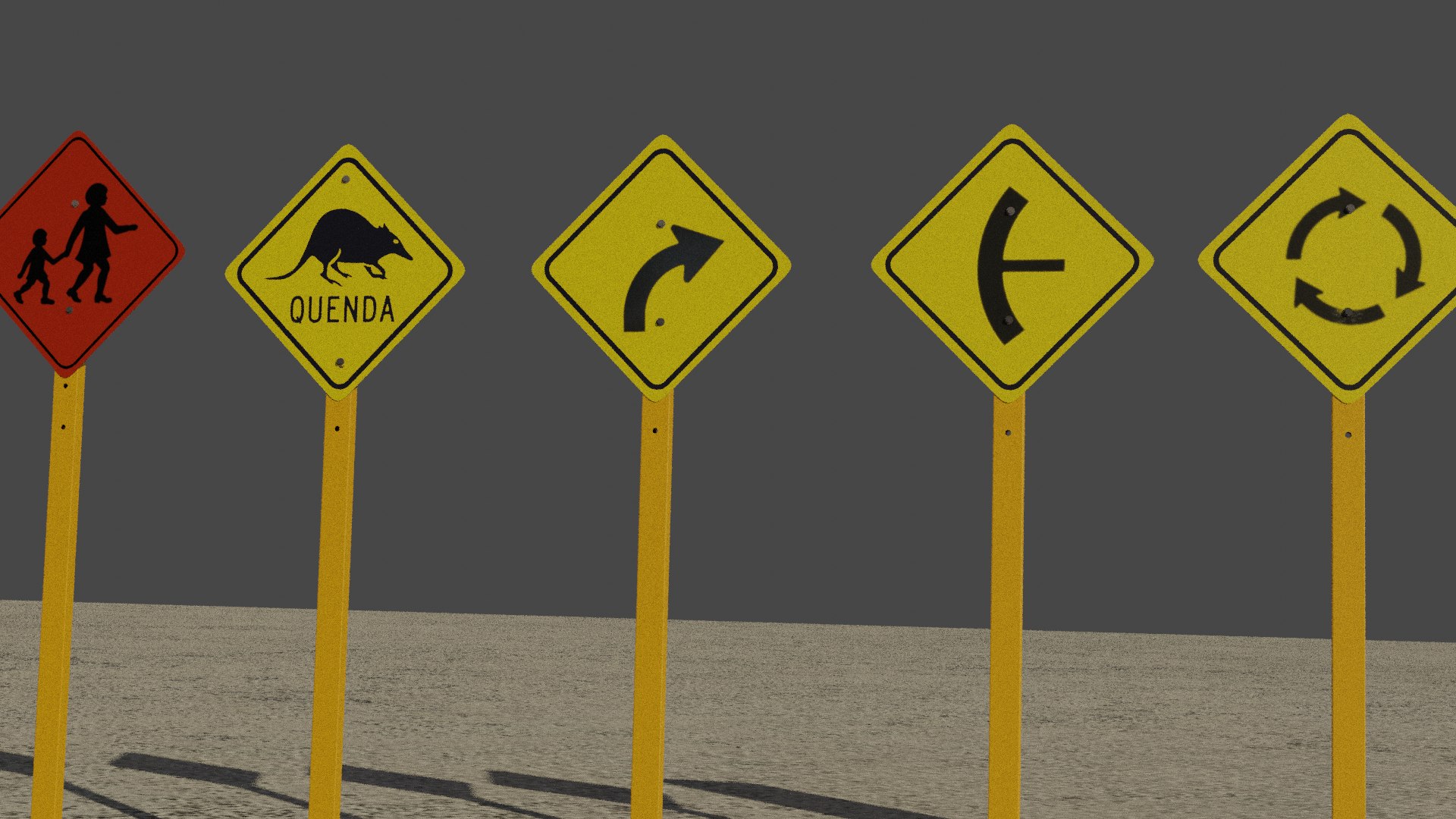 Australian Road Sign Pack 1st Edition - 10 Aussie Road Signs 3D ...