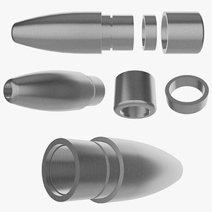 Metallic Ballistic Projectile Bullet 3D
