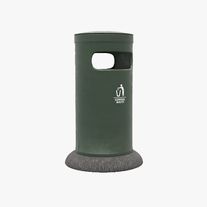 Realistic Metal Street Trash Bin Vol 08 Game Ready PBR