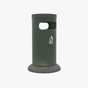 Realistic Metal Street Trash Bin Vol 08 Game Ready PBR