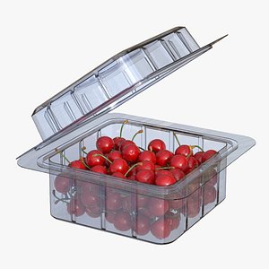 3D Cherry Fruit Box Plastic Transparent model