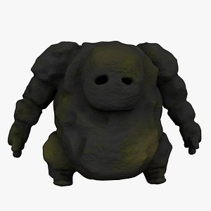 Stone Golem with Triangle Mesh Topology 3D model