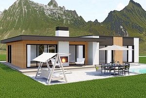 3D 49ft x 29ft 15m x 9m Modern House Design - Sketchup Full Exterior and Interior File