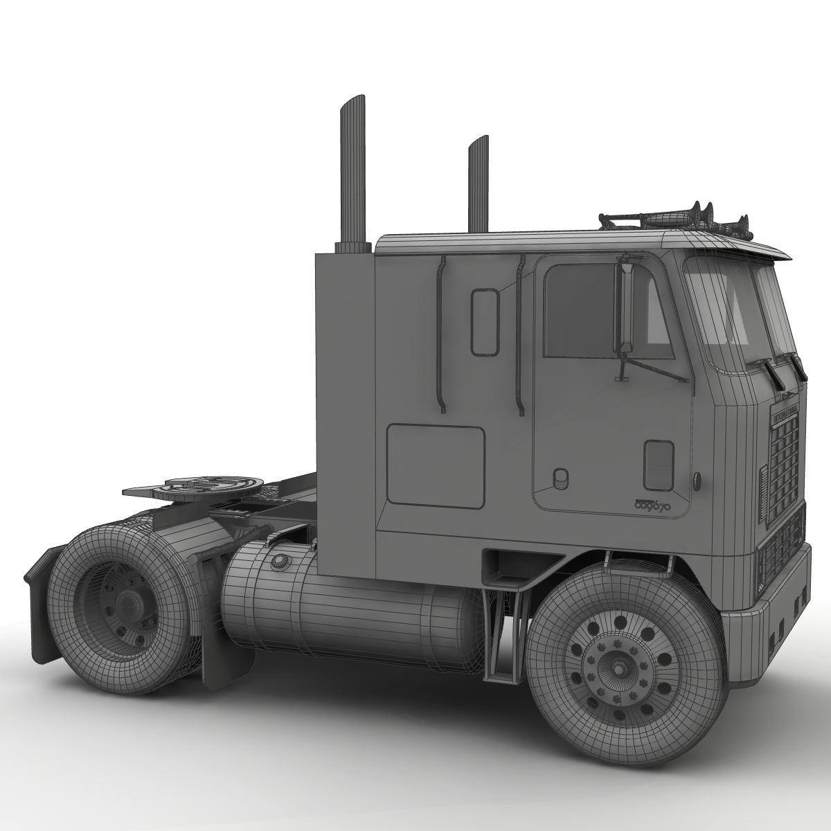 international 9670 cabover tandem 3d model