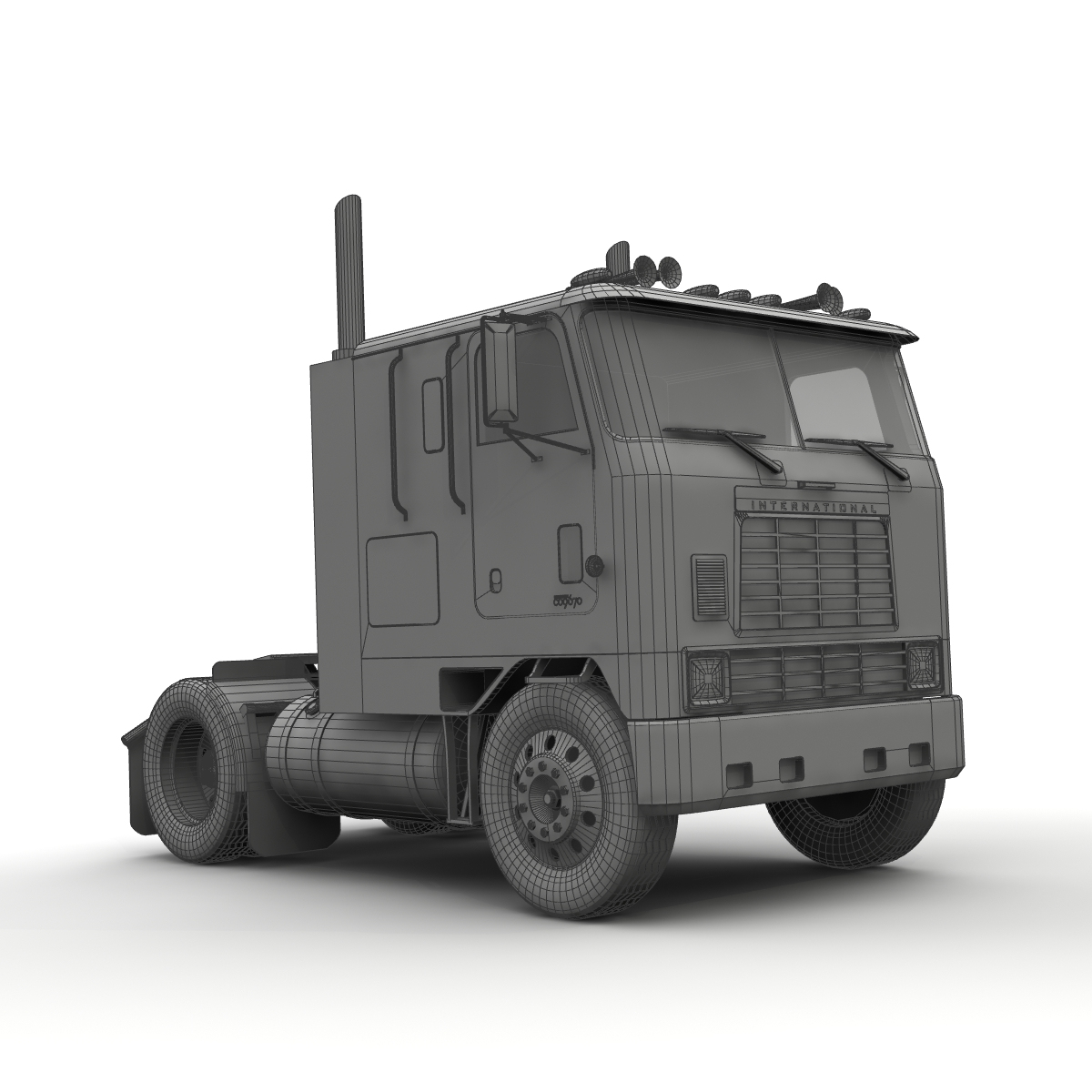 international 9670 cabover tandem 3d model