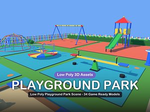 Low Poly Playground Park Scene
