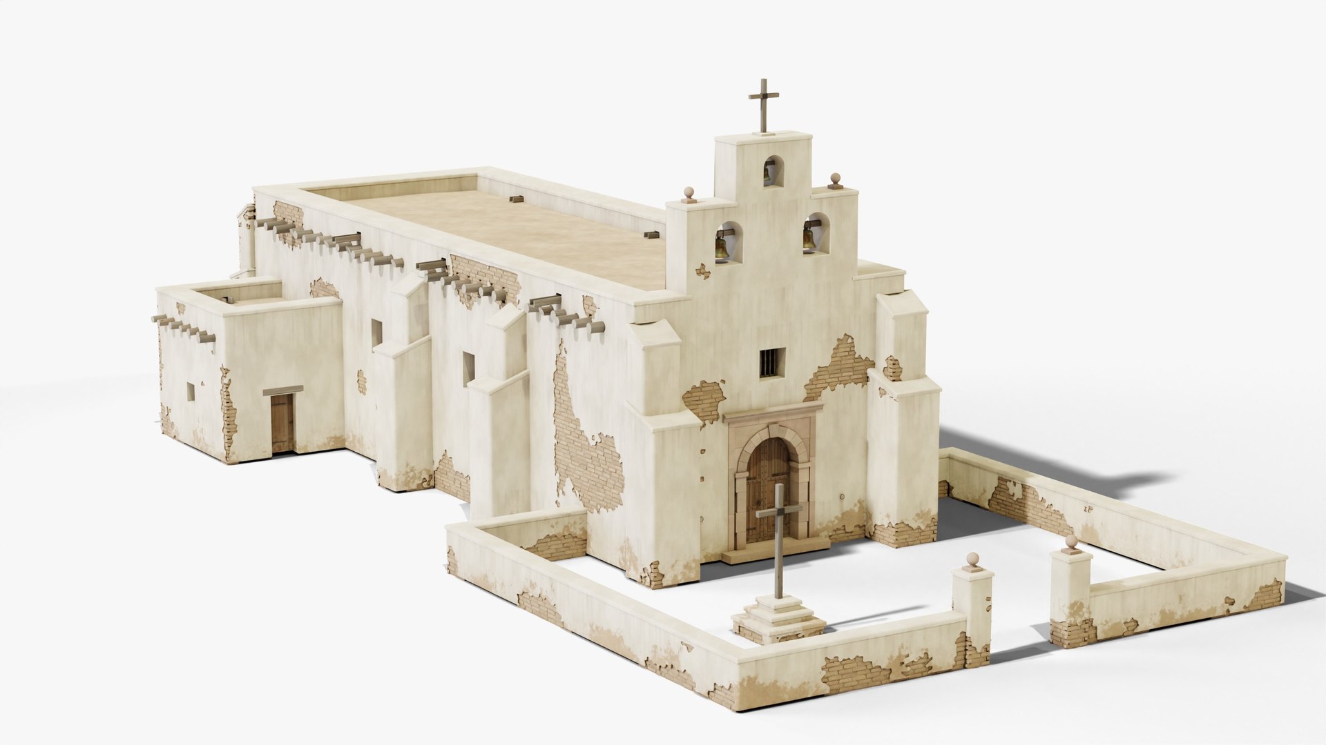Wild West Mission Church - Spanish Colonial Adobe Mexican Frontier PBR 3D model https://p.turbosquid.com/ts-thumb/oz/56adjp/1B/02_missionchurch_02_hero/jpg/1792164593/1920x1080/fit_q87/a94651c8266b3c3d0f885154995d7dc68ebc9a59/02_missionchurch_02_hero.jpg