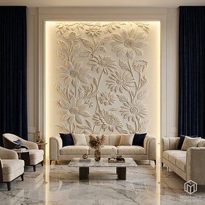 3D modern panel wall decor set relief stl mural CNC 272