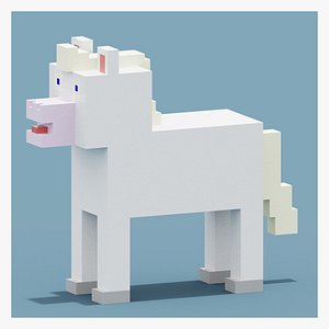 3D Voxel White Horse