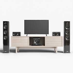 Tv and acoustic system 3d sound and cabinet for interior 3D model