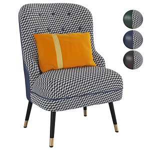 3D model Homary-Houndstooth Upholstered Linen Accent Chair Modern Accent Chair
