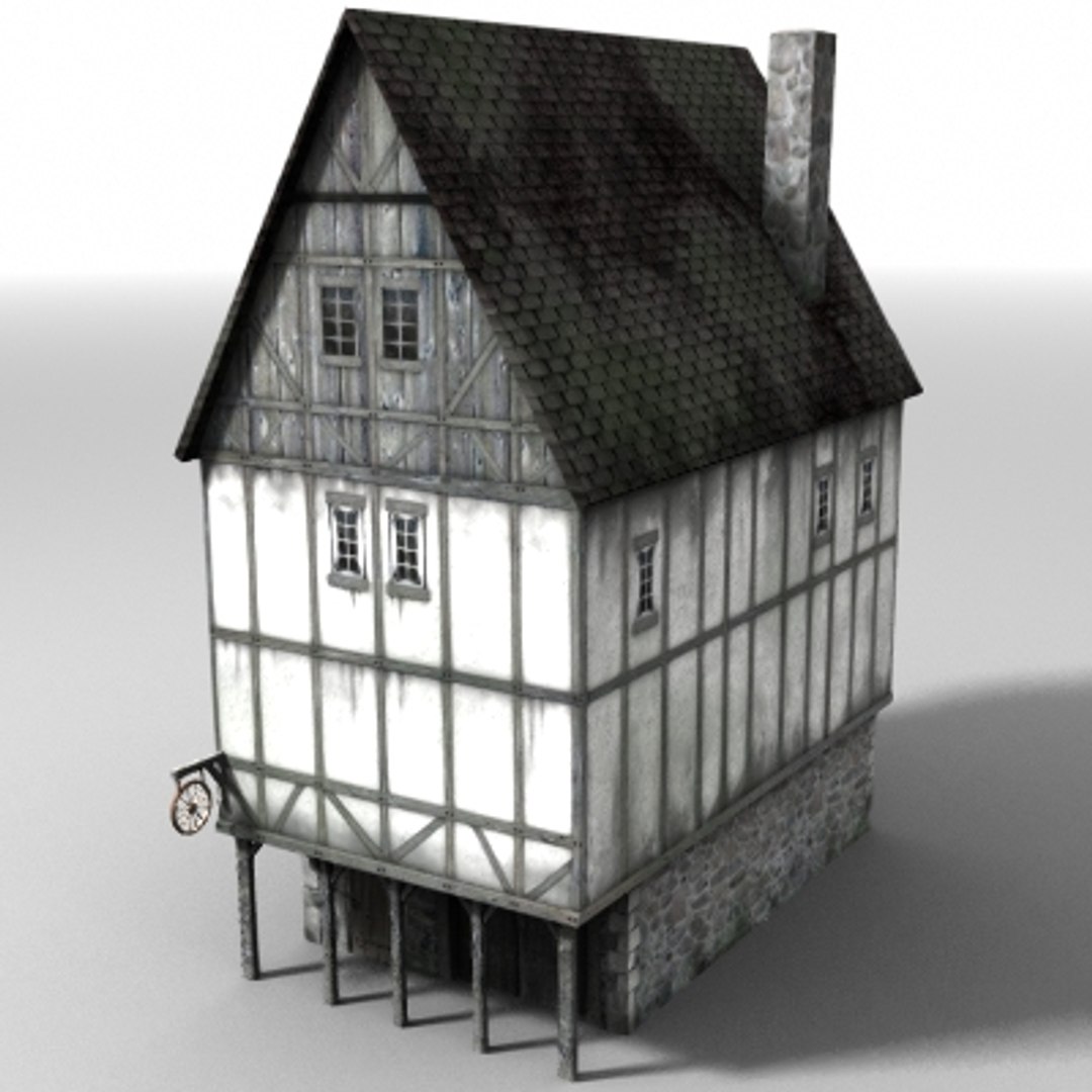 3d model of medieval townbuildings