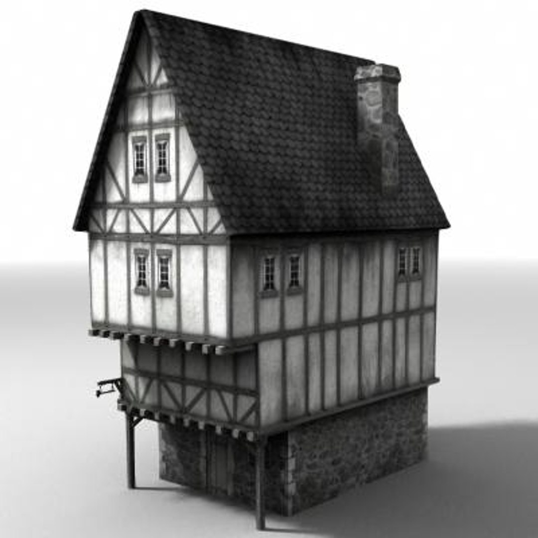 3d model of medieval townbuildings