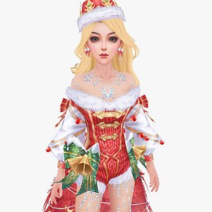 New Year Christmas Woman Rigged Animated Low Poly 3D model