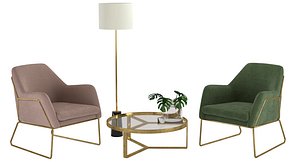 armchair coffee table rita 3D model