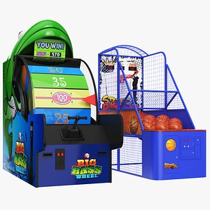 3D Two Arcade Games Monster Ticket And Basketball model