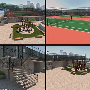 raised tennis court 3D