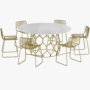 Dining Table Circuit with Chairs Alpha Brass