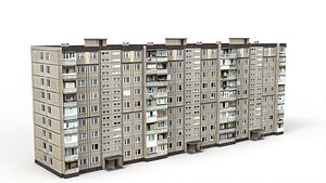 3D Nine-Story Residential Building model