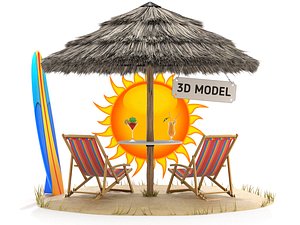 3D bulrush straw chair model