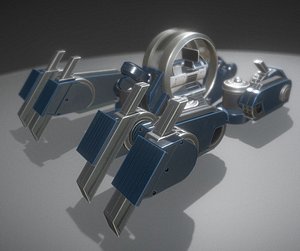 Futuristic Terrain Walker Blue Version Rigged and Animated