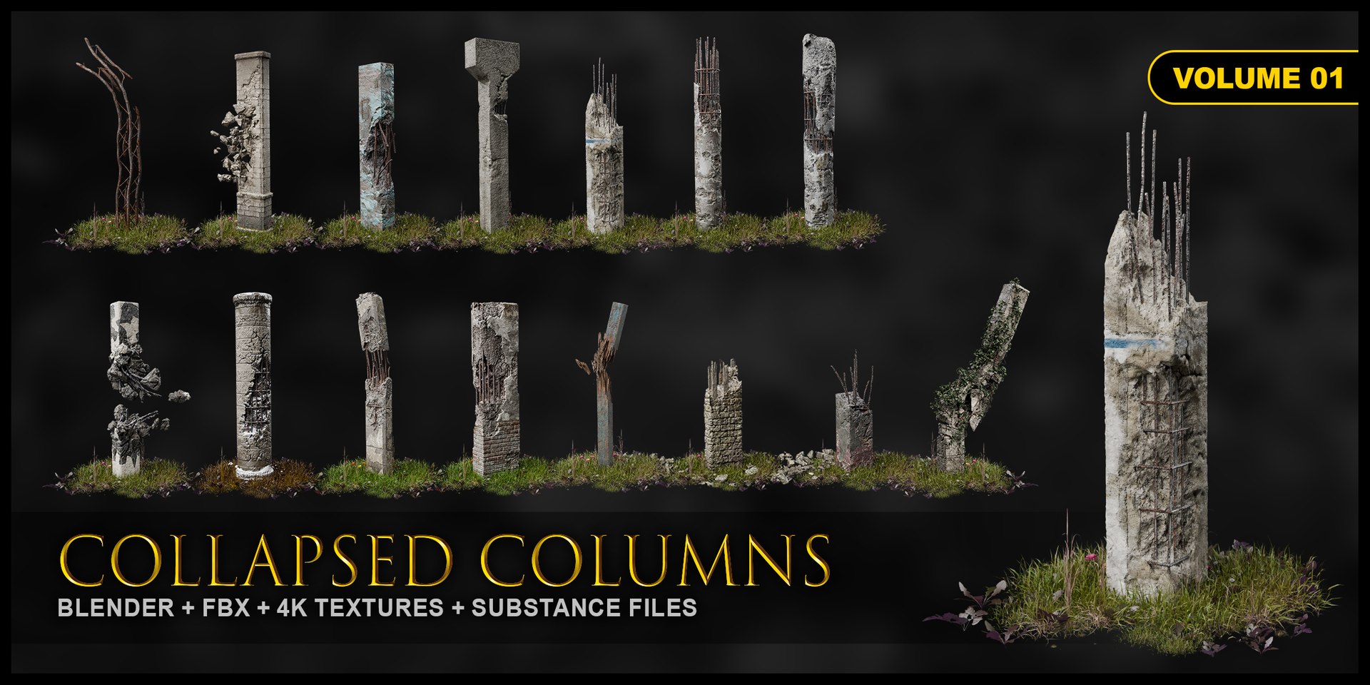 Collapsed  Damaged and Destroyed Columns Kitbash Volume 01 3D model https://p.turbosquid.com/ts-thumb/p0/7z8FLv/MG/01/jpg/1746922948/1920x1080/fit_q87/cd524950868cc3b62f1b974d05cba3e26786f71b/01.jpg