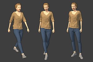 rigged female character - 3D model