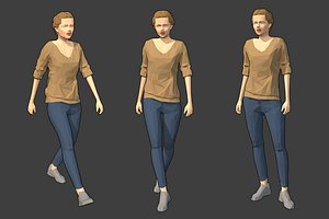 Rigged Lowpoly Female Character - Victoria
