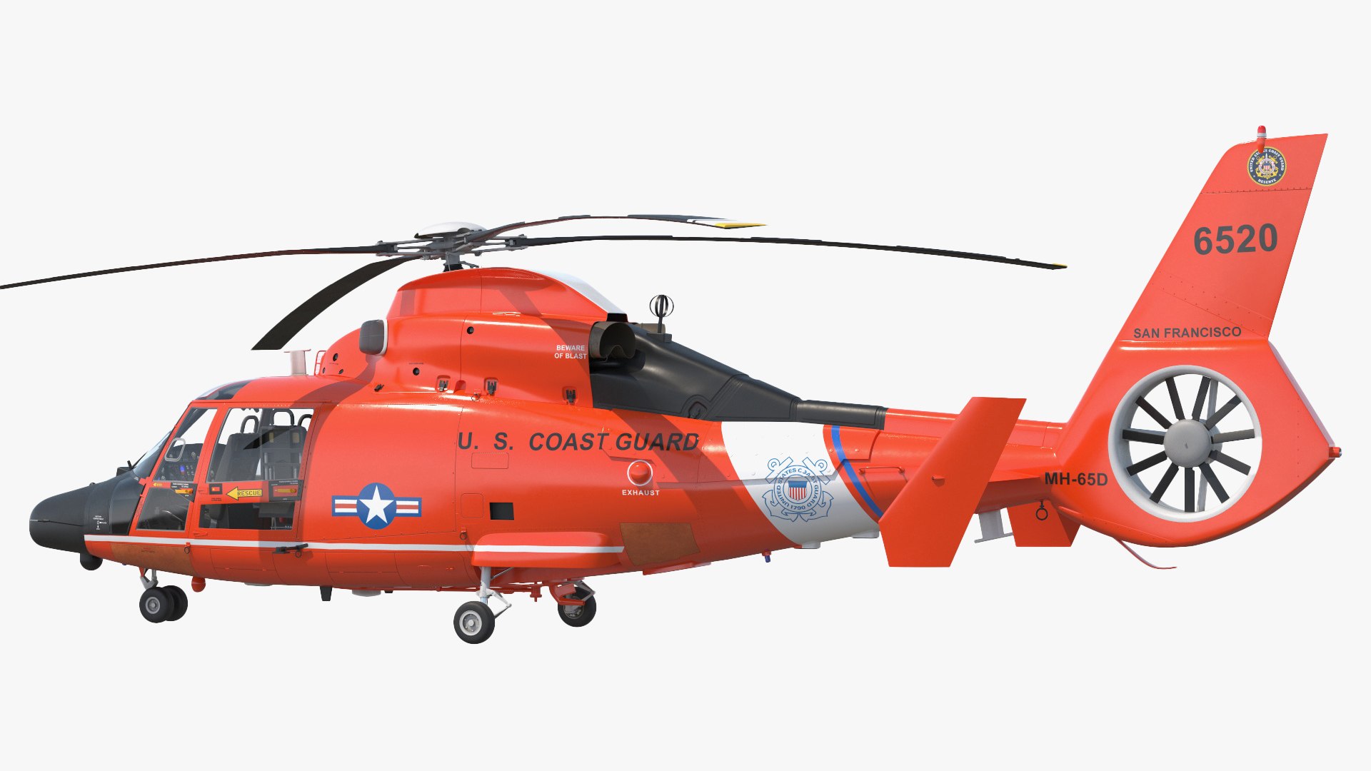 Eurocopter MH 65 Dolphin Coast Guard Rigged for Cinema 4D 3D model preview