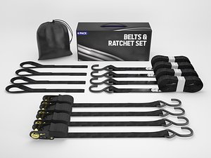 Ratchet Strap Belts Bag and Box 3D