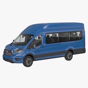 3D model Ford Transit Cargo Blue 2020 Simple Interior